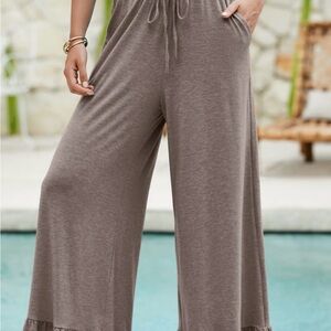 Elegant Taupe Wide-Leg Pants